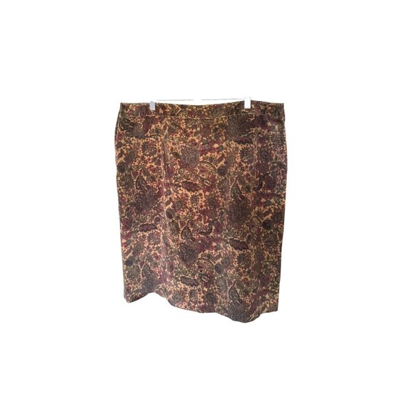 Charter Club Woman 18W Brown Floral Stretch Pencil Skirt - Picture 4 of 7